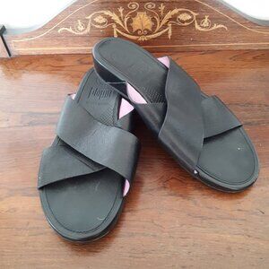 Flip Flops - Black LEATHER, Size 7
